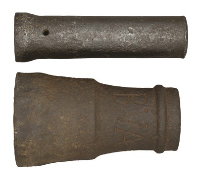Lot 326 - TWO SMALL IRON SIGNAL MORTARS