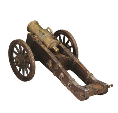 Lot 327 - A BRONZE MINIATURE HOWITZER