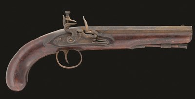 Lot 338 - A 16 BORE FLINTLOCK OFFICER'S PISTOL SIGNED TWIGG