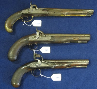 Lot 369 - AN 18 BORE FLINTLOCK OFFICER'S PISTOL BY J. RICHARDS