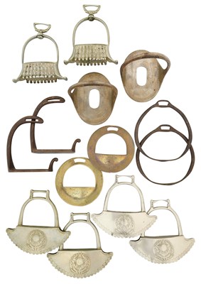 Lot 65 - SEVEN PAIRS OF SOUTH AMERICAN STIRRUPS, LATE 19TH/20TH CENTURY