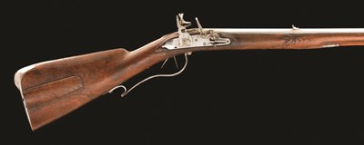 Lot 442 - A 60 BORE SOUTH GERMAN FLINTLOCK RIFLED SPORTING CARBINE BY BARTHEL BAUER