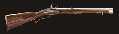 Lot 444 - A 25 BORE BOHEMIAN FLINTLOCK RIFLED SPORTING CARBINE BY G. KEINER