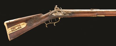 Lot 448 - A .650 CALIBRE BAVARIAN FLINTLOCK SPORTING RIFLE BY RIEGER