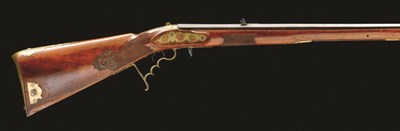 Lot 454 - A 140 BORE SOUTH GERMAN BREECH-LOADING AIR GUN OF BELLOWS TYPE