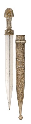 Lot 25 - â€¡ËœA CAUCASIAN SILVER-MOUNTED SHORTSWORD (KINDJAL)