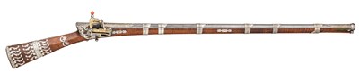 Lot 36 - â€¡ËœA 28 BORE OTTOMAN MIQUELET-LOCK RIFLE (SHISHANA)