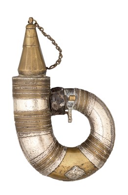 Lot 141 - AN ARAB POWDER-FLASK (BARUTDAN)