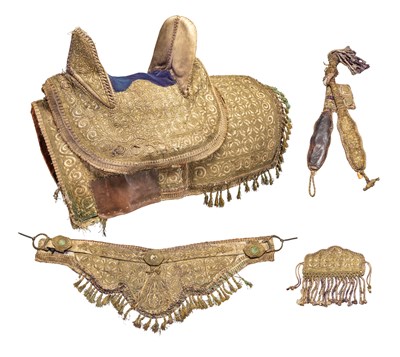 Lot 158 - A RARE OTTOMAN EMBROIDERED SADDLE AND SADDLE CLOTH