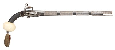 Lot 168 - ËœA 16 BORE CAUCASIAN MIQUELET-LOCK PISTOL