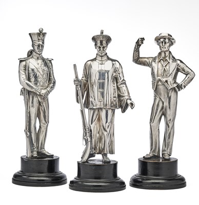 Lot 132 - A SET OF THREE VICTORIAN SILVER FIRST CHINA WAR FIGURES, HUNT & ROSKELL, LONDON, 1843/44