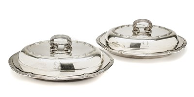 Lot 126 - A PAIR OF VICTORIAN SILVER ENTREE DISHES, COVERS AND HANDLES, MORTIMER & HUNT, LONDON, 1843