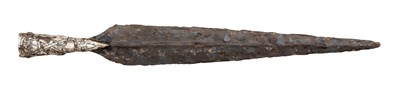 Lot 199 - A SILVER DECORATED VIKING SPEAR-HEAD