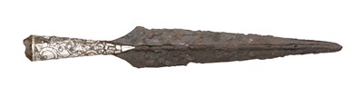 Lot 200 - A SILVER DECORATED VIKING SPEAR-HEAD