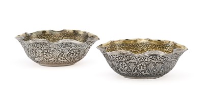 Lot 59 - A PAIR OF INDIAN SILVER SWEETMEAT DISHES, UNMARKED, BENGAL, CIRCA 1900