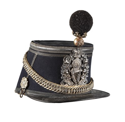 Lot 288 - A CASED 1869-78 PATTERN SHAKO FOR THE LIVERPOOL IRISH REGIMENT