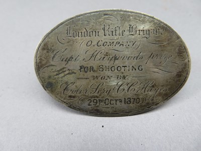 Lot 304 - A SILVER PRESENTATION PLAQUE FOR SHOOTING