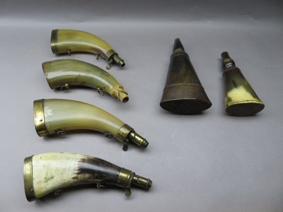 Lot 317 - SIX HORN POWDER-FLASKS