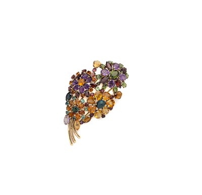 Lot 389 - GEM-SET CLIP/BROOCH, 1960s