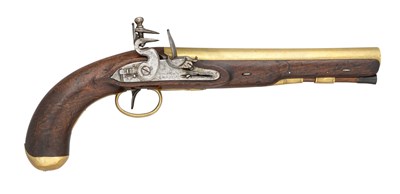 Lot 371 - â€¡A RARE 20 BORE FLINTLOCK MAIL COACH PISTOL BY H.W.MORTIMER & SON