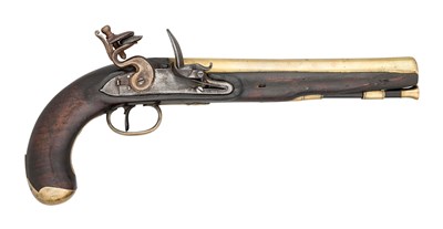 Lot 375 - â€¡A 16 BORE FLINTLOCK PISTOL OF MILITARY TYPE BY H.W.MORTIMER