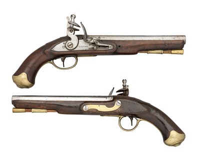 Lot 378 - â€¡TWO 16 BORE FLINTLOCK LIGHT DRAGOON PISTOLS FOR THE PERCY TENANTRY VOLUNTEERS BY MORTIMER