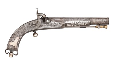 Lot 384 - â€¡A 40 BORE PERCUSSION HIGHLAND OFFICER'S DRESS PISTOL FORMED ENTIRELY OF STEEL