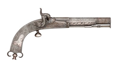 Lot 385 - â€¡A 40 BORE PERCUSSION HIGHLAND OFFICER'S DRESS PISTOL FORMED ENTIRELY OF STEEL