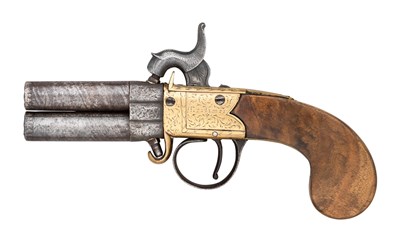 Lot 392 - â€¡AN 80 BORE PERCUSSION TURN-OVER PISTOL SIGNED MORTIMER