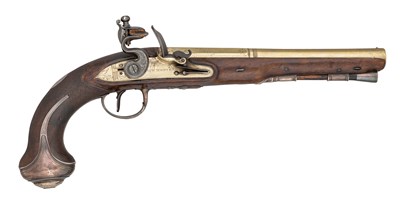 Lot 408 - â€¡A 22 BORE SILVER-MOUNTED FLINTLOCK OFFICER'S PISTOL BY H.W.MORTIMER