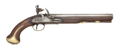 Lot 410 - â€¡A 26 BORE FLINTLOCK HOLSTER PISTOL BY H.W.MORTIMER