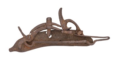 Lot 431 - A DETACHED LOCK FROM A BALTIC SNAP-LOCK BIRDING RIFLE