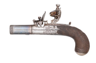 Lot 451 - A 50 BORE FLINTLOCK POCKET PISTOL SIGNED DAVIDSON