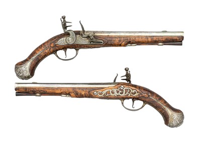 Lot 477 - â€¡A PAIR OF 20 BORE LIÃˆGOIS FLINTLOCK HOLSTER PISTOLS