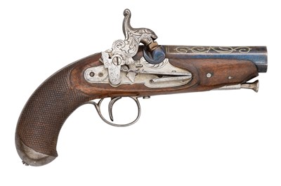 Lot 501 - A 15 BORE SPANISH PERCUSSION TRAVELLING PISTOL