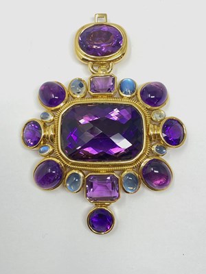 Lot 474 - CHARLES GREIG: AMETHYST AND MOONSTONE NECKLACE