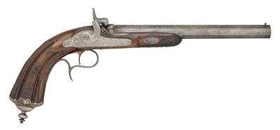 Lot 508 - A 40 BORE CONTINENTAL PERCUSSION RIFLED TARGET PISTOL