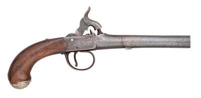 Lot 522 - A 50 BORE PERCUSSION TRAVELLING PISTOL BY LATUFFIERE