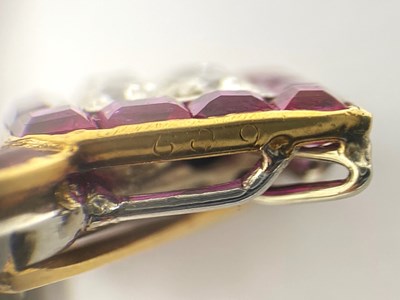 Lot 506 - CARTIER (HENRI PICQ): RUBY AND DIAMOND SURETE PIN, 1910s