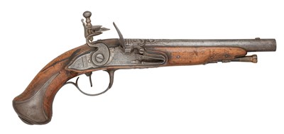 Lot 527 - A 22 BORE FLINTLOCK FRENCH PISTOL BY POULCE Ã€ SEDAN