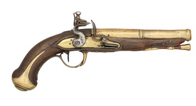 Lot 528 - A 24 BORE FRENCH FLINTLOCK PISTOL BY BRION Ã€ PARIS