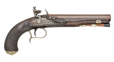 Lot 544 - A 22 BORE FLINTLOCK OFFICER'S PISTOL BY WHEELER