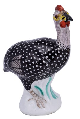 Lot 1 - A MEISSEN MINIATURE FIGURE OF A GUINEA FOWL