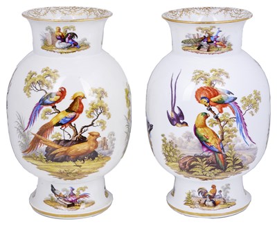 Lot 30 - A PAIR OF DRESDEN VASES