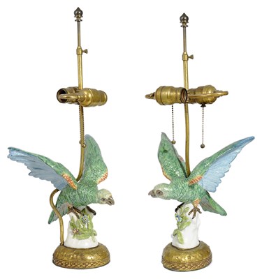 Lot 34 - A PAIR OF PORCELAIN PARROT FIGURES