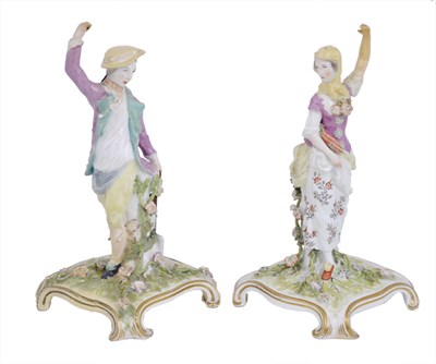 Lot 47 - A PAIR OF CHELSEA FIGURES OF A GARDENER AND COMPANION