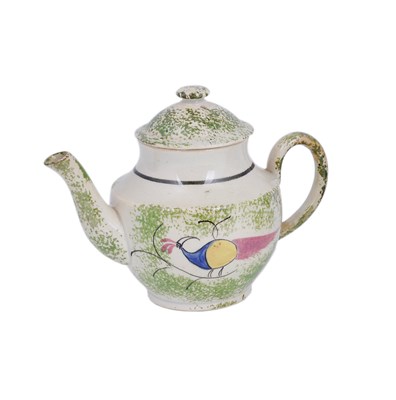 Lot 56 - A PEARLWARE TEAPOT AND COVER