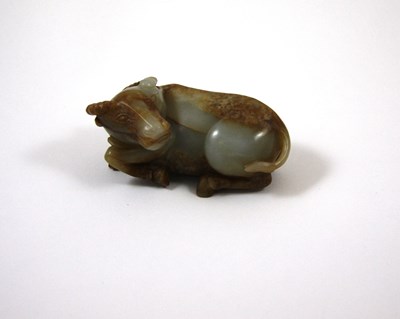 Lot 86 - A CHINESE JADE CARVING OF A RECUMBENT WATER BUFFALO