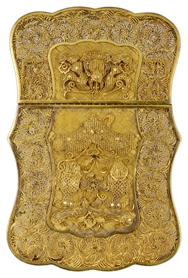 Lot 89 - A CHINESE GOLD FILIGREE CARD CASE, HOACHING, CANTON, MID 19TH CENTURY