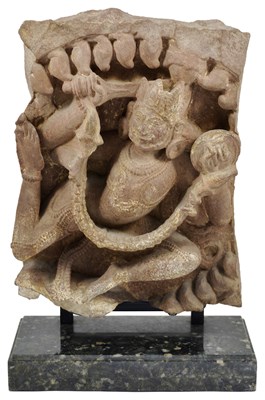 Lot 130 - A FRAGMENTARY ROUNDEL DEPICTING A GANDHARVA